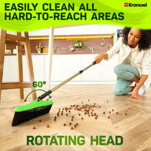 Load image into Gallery viewer, Broom and Dustpan Set with Long Handle - Kitchen Brooms and Stand Up Dust Pan Magic Combo Set for Home - Lobby Broom with Rotation Head and Standing Dustpan for Floor Cleaning Green